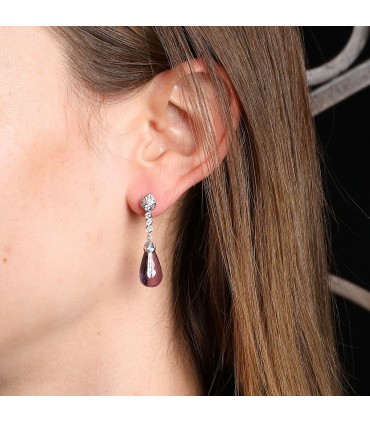 Diamonds, amethyst and gold earrings