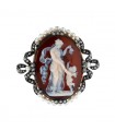 Diamonds, pearls, cameo, gold and silver brooch