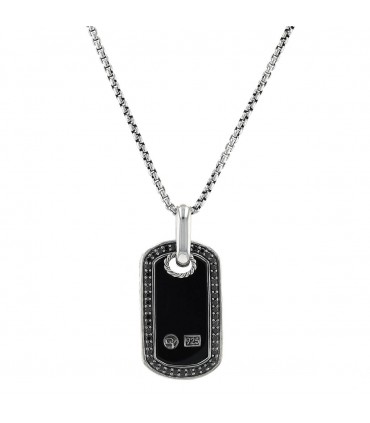 David Yurman Pavé Tag black diamond and silver necklace