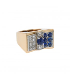 Diamonds, sapphires, gold and platinum ring