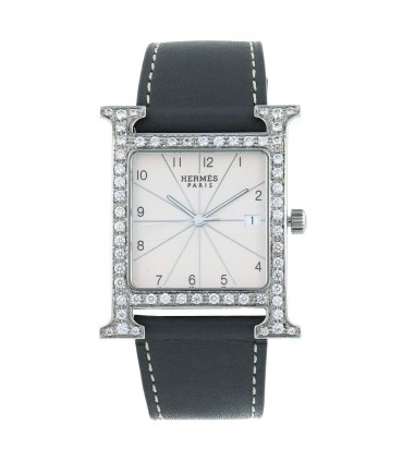 Hermès Heure H diamonds and stainless steel watch