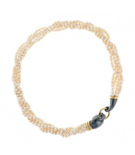 Cartier Panthère cultured pearls, gold and silver necklace