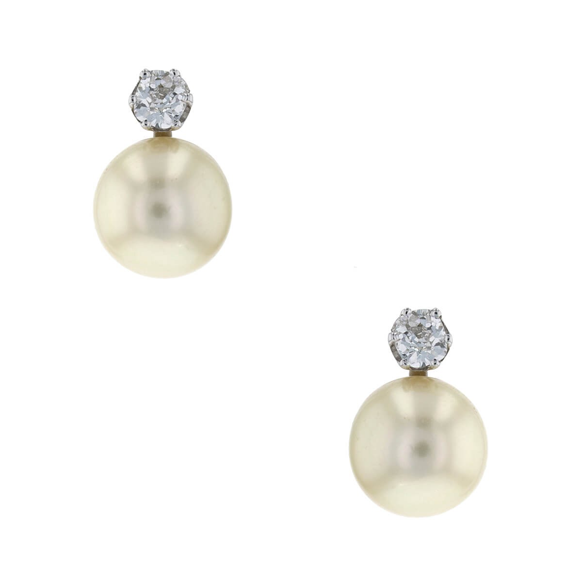 Boucles d'oreilles or, perles et diamants