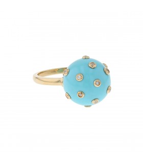 Victoria Casal Tac Tac diamonds, turquoise and gold ring