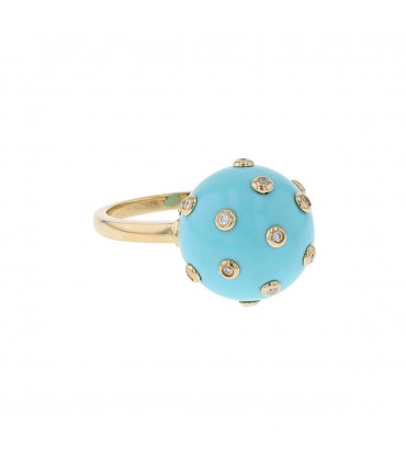 Victoria Casal Tac Tac diamonds, turquoise and gold ring