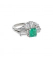 Diamonds, emerald and platinum ring