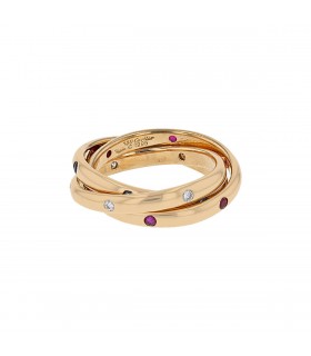 Cartier Trinity diamonds, sapphires, rubies and gold ring