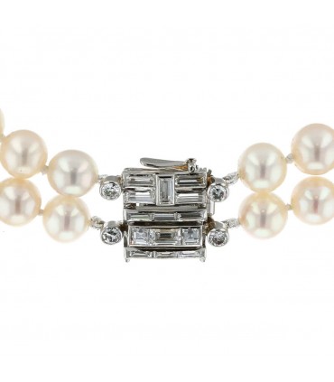 Cartier Mounting Cultured pearl, diamonds and 18k gold necklace