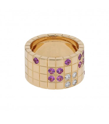 Cartier Lanière diamonds, pink sapphires and gold ring