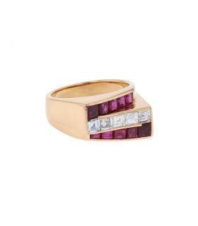 Oscar Heyman diamonds, rubies and gold ring