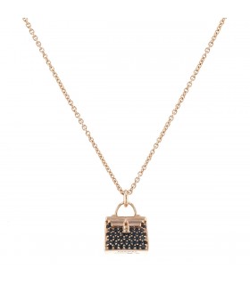 Hermès Amulettes Kelly black diamonds and gold necklace