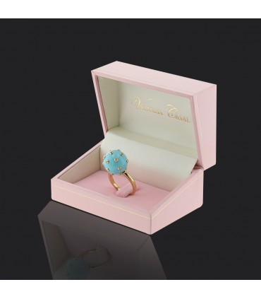 Victoria Casal Tac Tac diamonds, turquoise and gold ring