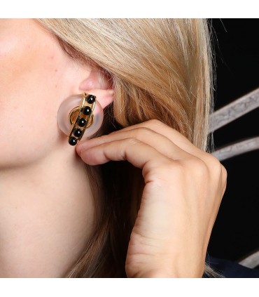 Cartier A. Cipullo onyx, roc cristal and gold earrings