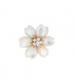 Van Cleef & Arpels Rose de Noël diamonds, mother of pearl and gold brooch pendant