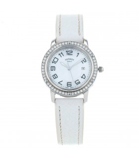 Hermès Clipper stainless steel and diamonds watch