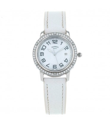 Hermès Clipper stainless steel and diamonds watch