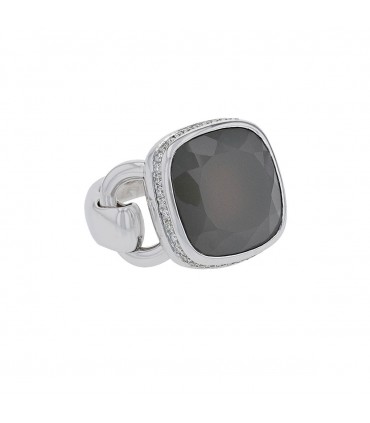 Poiray Indrani diamonds, grey agate and gold ring
