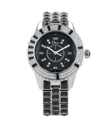 Dior Christal stainless steel and diamonds watch