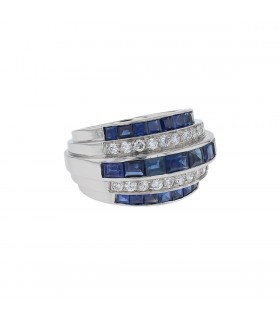 Art Déco diamonds, sapphires and platinum ring