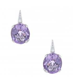 Boucles d’oreilles or, diamants et améthystes