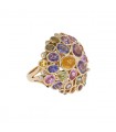 Diamonds, color sapphires and gold ring