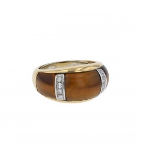 Diamonds, tiger eye and gold ring