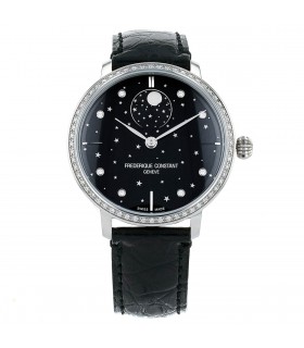Frederique Constant Slimline Moonphase Stars diamonds and stainless steel watch