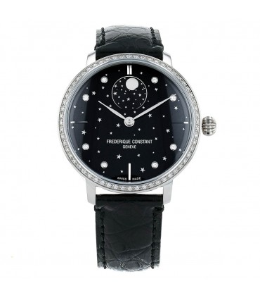 Frederique Constant Slimline Moonphase Stars diamonds and stainless steel watch