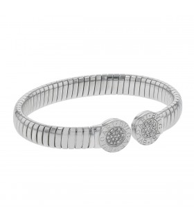 Bulgari Bulgari Bulgari diamonds and stainless steel bracelet