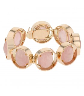 Pink quartz and gold bracelet