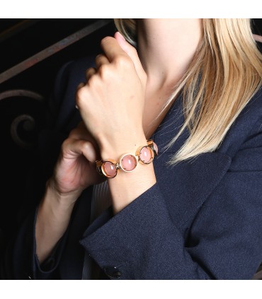 Pink quartz and gold bracelet