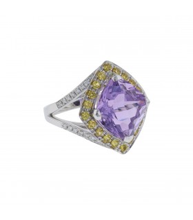 Mauboussin amethyst, citrine, diamonds and gold ring