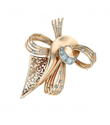 Broche or, platine et diamants