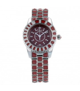 Dior Christal diamonds, red crystal and stainless steel watch