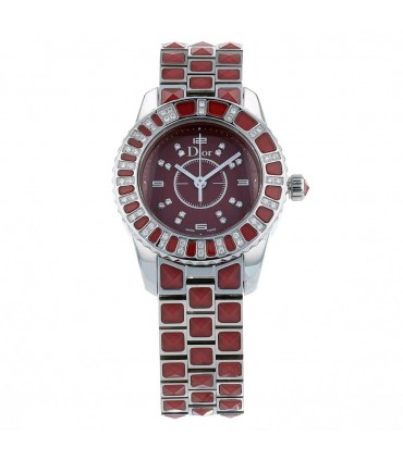 Dior Christal diamonds, red crystal and stainless steel watch