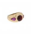 Garnet, pink sapphires and gold ring