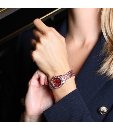 Dior Christal diamonds, red crystal and stainless steel watch