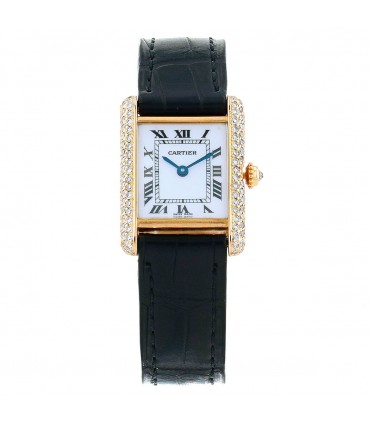 Cartier Tank diamonds and gold watch