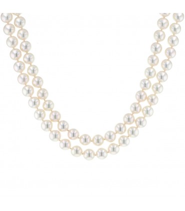 Diamonds, cultured pearls and gold necklace