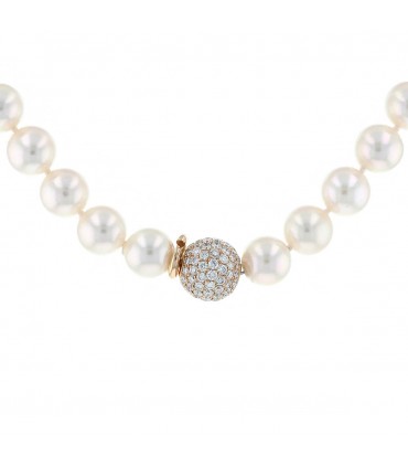 Diamonds, cultured pearls and gold necklace