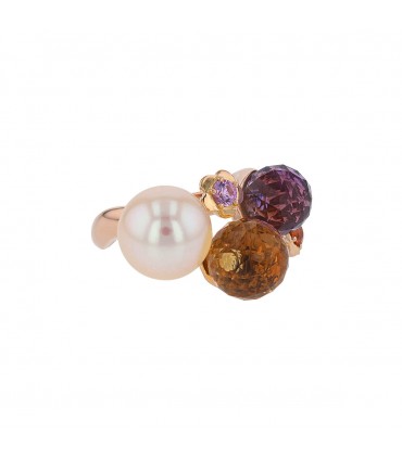 Chanel Mademoiselle citrine, amethyst, cultured pearl, colored sapphirs and gold ring