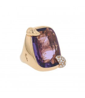 Pomellato Ritratto diamonds, amethyst and 18k gold ring