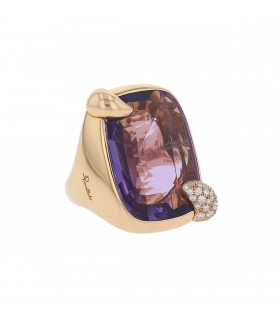 Pomellato Ritratto diamonds, amethyst and gold ring