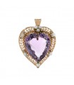 Amethyst, cultured pearls, diamonds and gold pendant