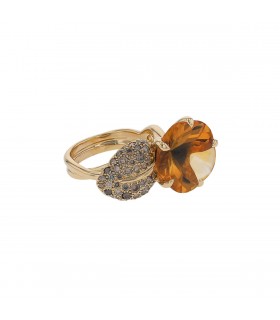 Chanel Camélia Aquatique citrine, diamonds and gold ring