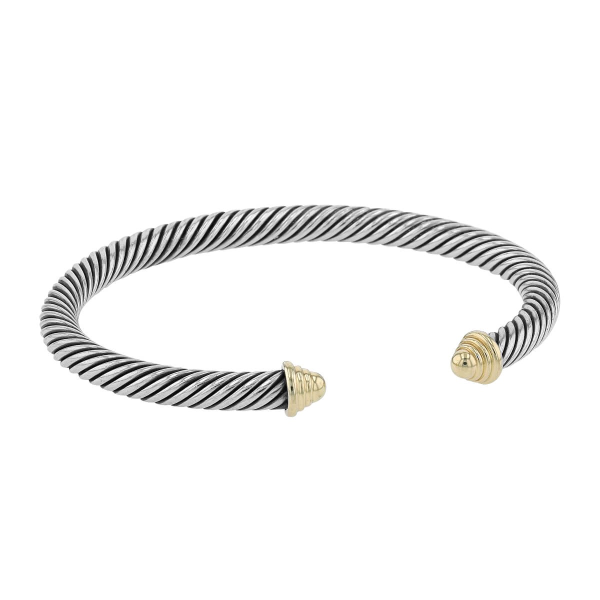David Yurman Cable Bracelet With 14k Gold & Diamonds - Silver | Editorialist