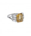 Diamonds, citrine, gold and platinum ring