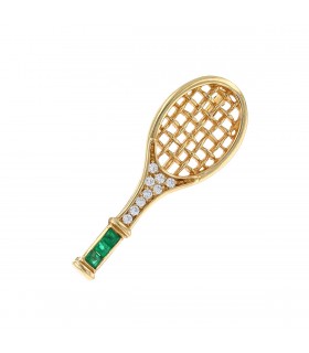 Mellerio Dits Meller diamonds, emeralds and gold brooch