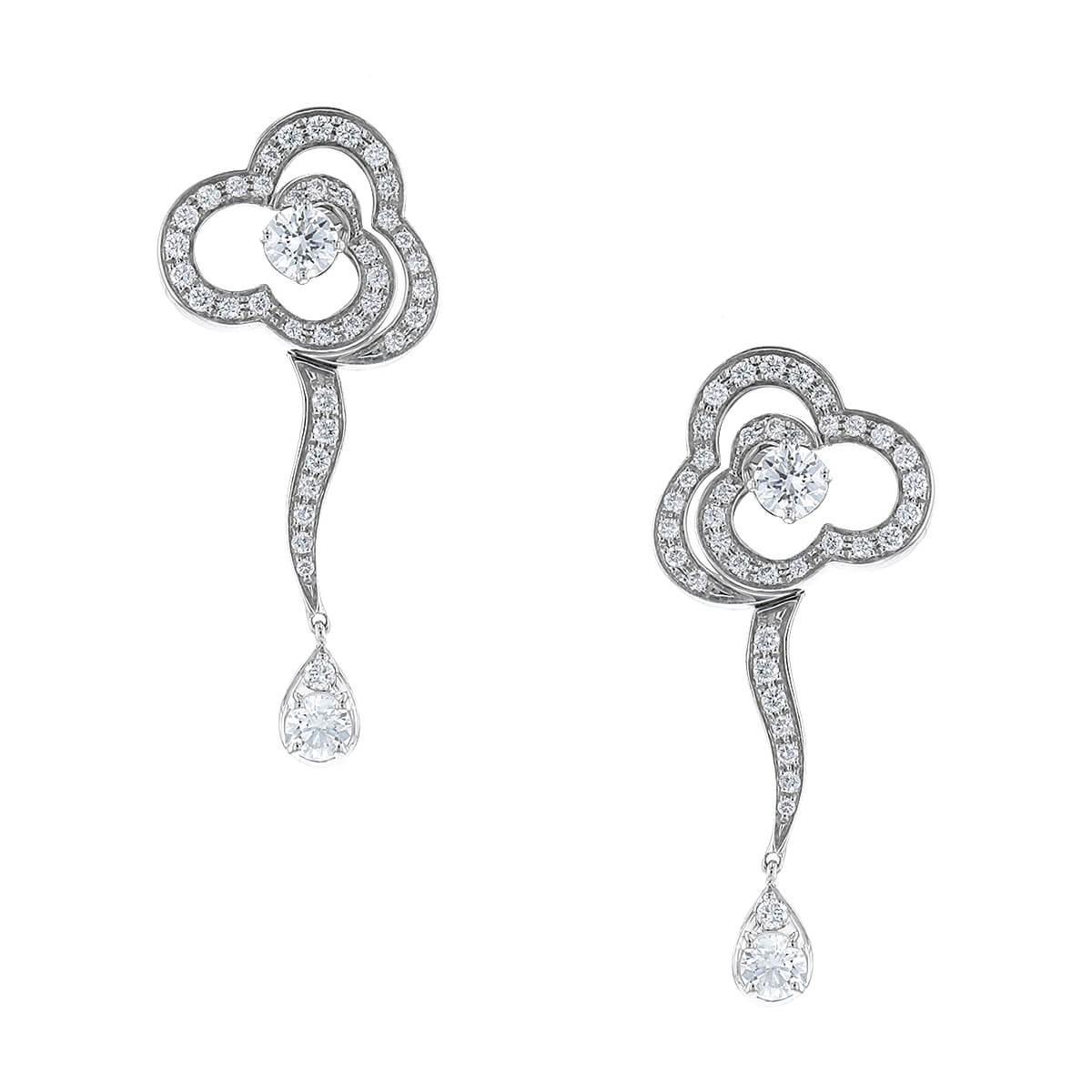 Chanel Fil de Camelia Earrings  Chanel jewelry earrings, White