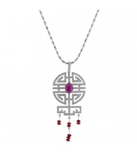 Collier or, diamants et rubis